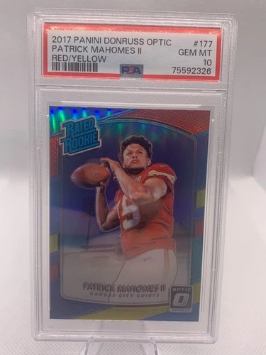PATRICK MAHOMES II PSA 10 2017 PANINI DONRUSS OPTIC #177 ROOKIE RED YELLOW
