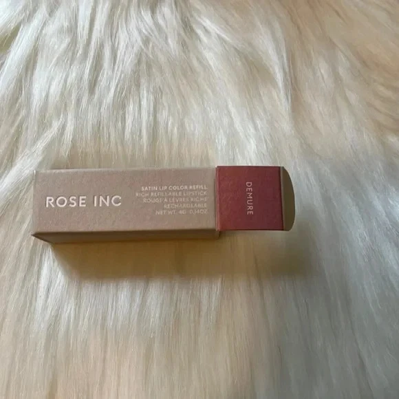 Batom recarregável ROSE INC Satin Lip Color Rich in Demure 0,14 oz tamanho completo novo na caixa - Imagem 4 de 4