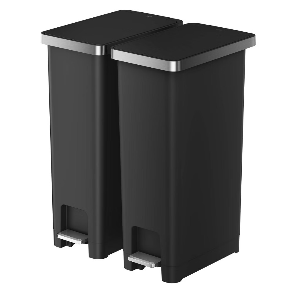 EKO Hana 45L45L Resin Step Trash Can Combo Black 10190₽