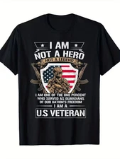 100% Cotton I Am Not A Hero Not A Legend I Am A US Veteran USA Military T-Shirt