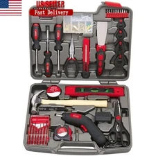144 Piece Household Tool Kit DIY Tools Cordless Screwdriver Organizer Set Repair