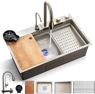 #ad SereneLife Durable Stainless Steel Sink Rust Resistant Sleek Gun Gray $199.99