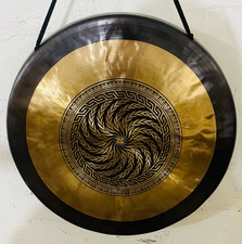 Gong in bronzo tibetano fatto a mano per guarigione del suono, bilanciamento dei chakra - artigianale