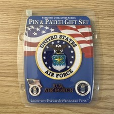 United States Air Force (USAF) Pin & Patch Gift Set Iron-On Patch & 3 Pins