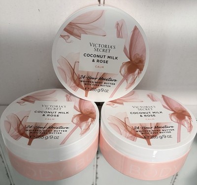VICTORIA'S SECRET CALM COCONUT MILK & ROSE BODY BUTTER 9 OZ (LOT OF 3 PCS)