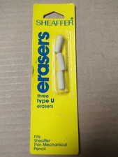 Set of 3 Vintage NEW Deadstock SHEAFFER Type U Pencil Erasers USA Made NOS HTF