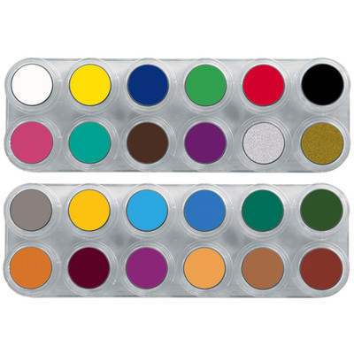 Grimas Profi Schminkpalette Water Make-Up Palette A+B, 24X2.5Ml, Hochwertige Kin