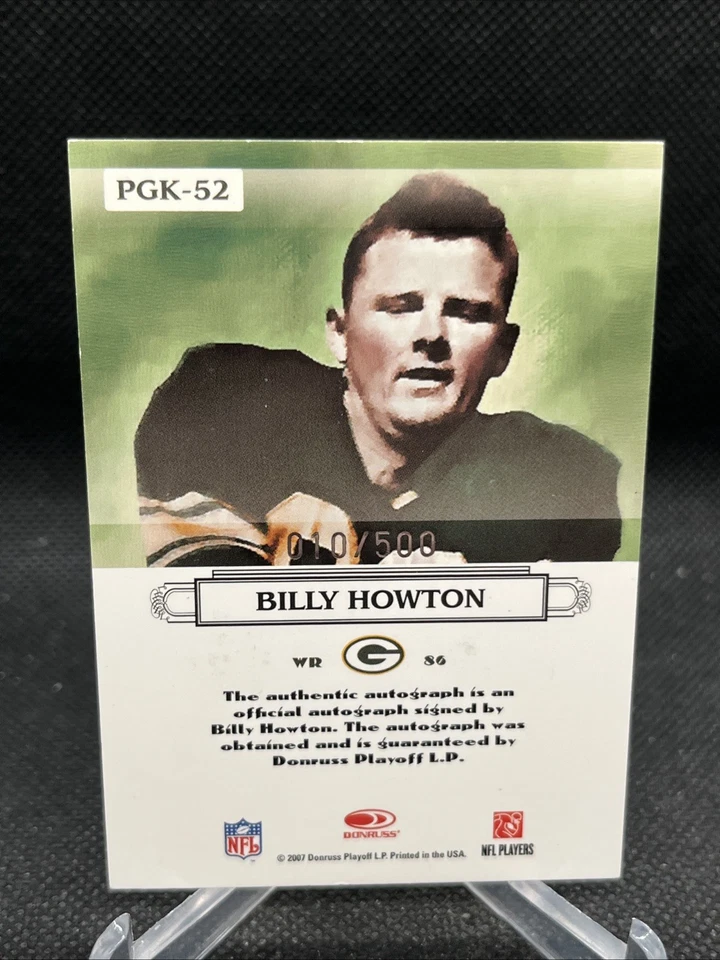 2007 Donruss Threads Billy Howton PRO GRIDIRON KINGS SIGNATURES AUTO SP #/500! - Image 2 of 2