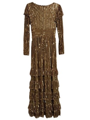 gold tiered maxi dress ASOS DESIGN embroidered ruched voile cut out tiered maxi dress in gold
