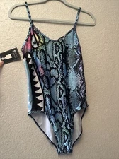 Ethika New With Tags Women's Pull-On Bodysuit Bomber/Boa - Multi Color Large