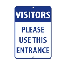 Vertical Metal Sign Multiple Sizes Visitors Please Use This Entrance Security