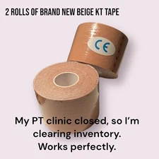 KT TAPE Cotton Elastic Sports Tape, Beige 2” Wide X 16 Feet Long (2pc)
