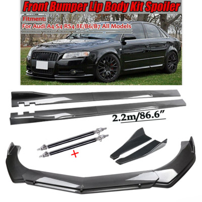 Carbon Fiber Front Bumper Lip Spoiler Side Skirt For Audi A4 S4 A5 8E B6 B7
