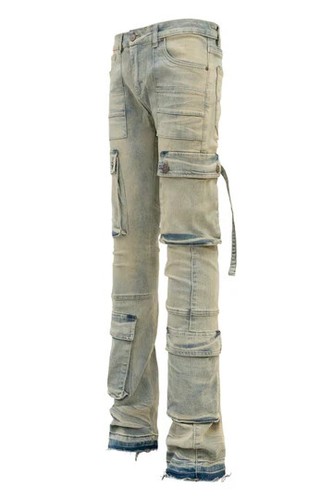 PJ MARK Herren Freizeit 2-Tone Color Block Washed Stacked Flare Cargo Hose D450 - Bild 3 von 9