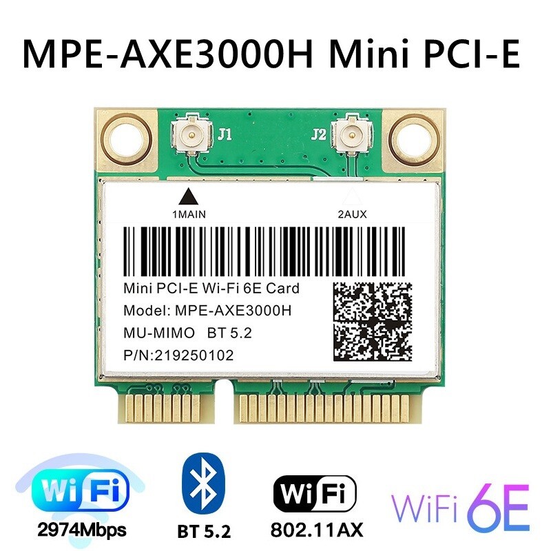 Scheda Rete Intel Ax210 Wifi 6e Scheda Di Rete WiFi 6E Mini PCI-E AX210 - Bluetooth 5.2, Fino A 3000 Mbps, 802.11AX Scheda Rete Wifi - Foto 6
