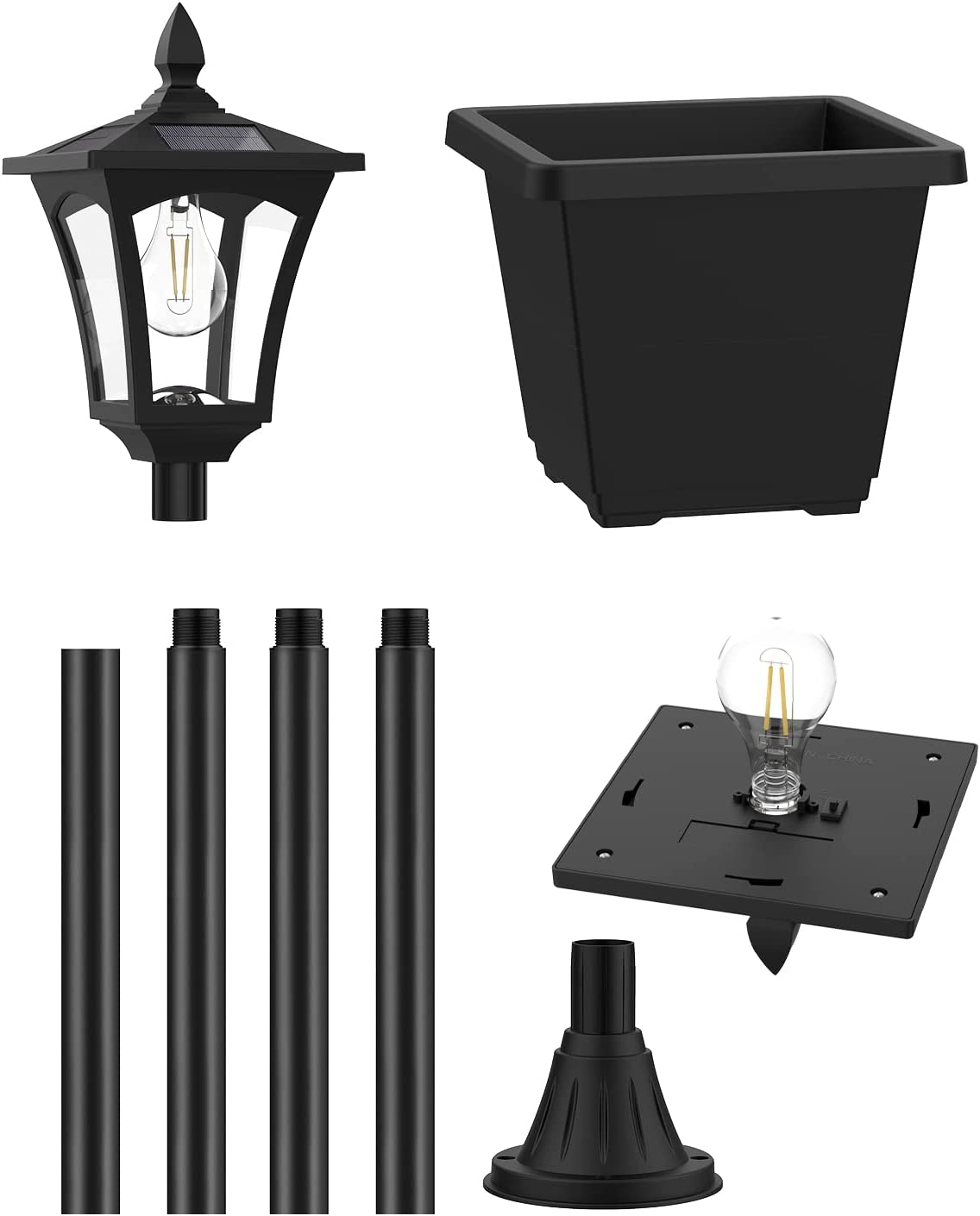 Solar Lamp Post Light Outdoor, 64" Solar Post Lights Vintage LED Street