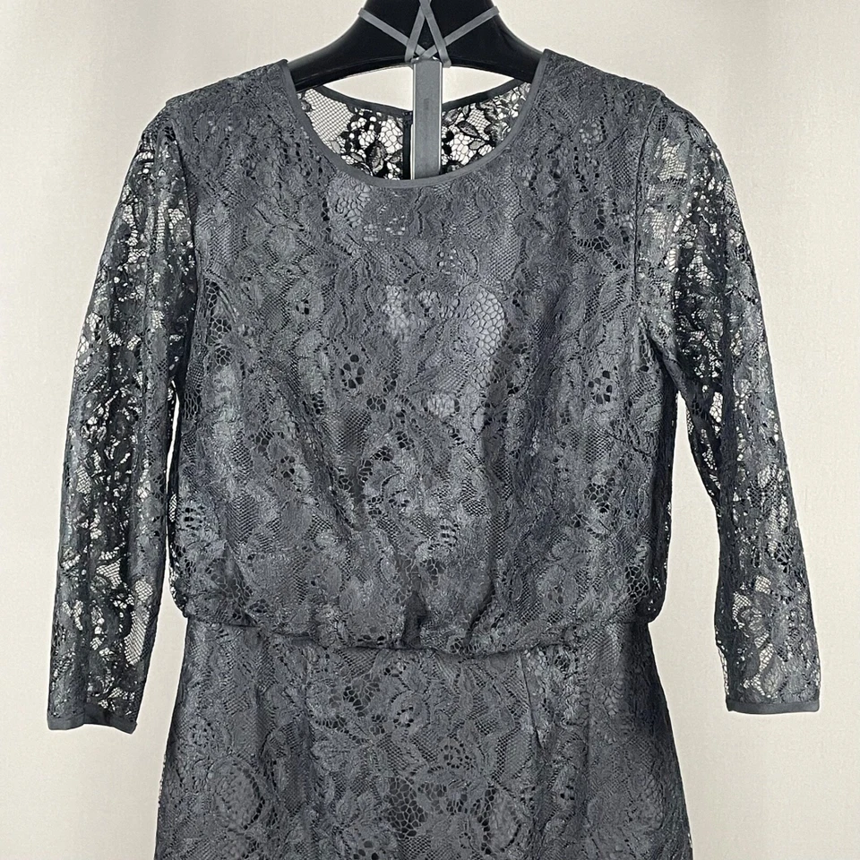 Vestido Trina Turk Mujer 6 Negro Floral Encaje Diseñador Cóctel Lápiz Funda Foto 2 de 4