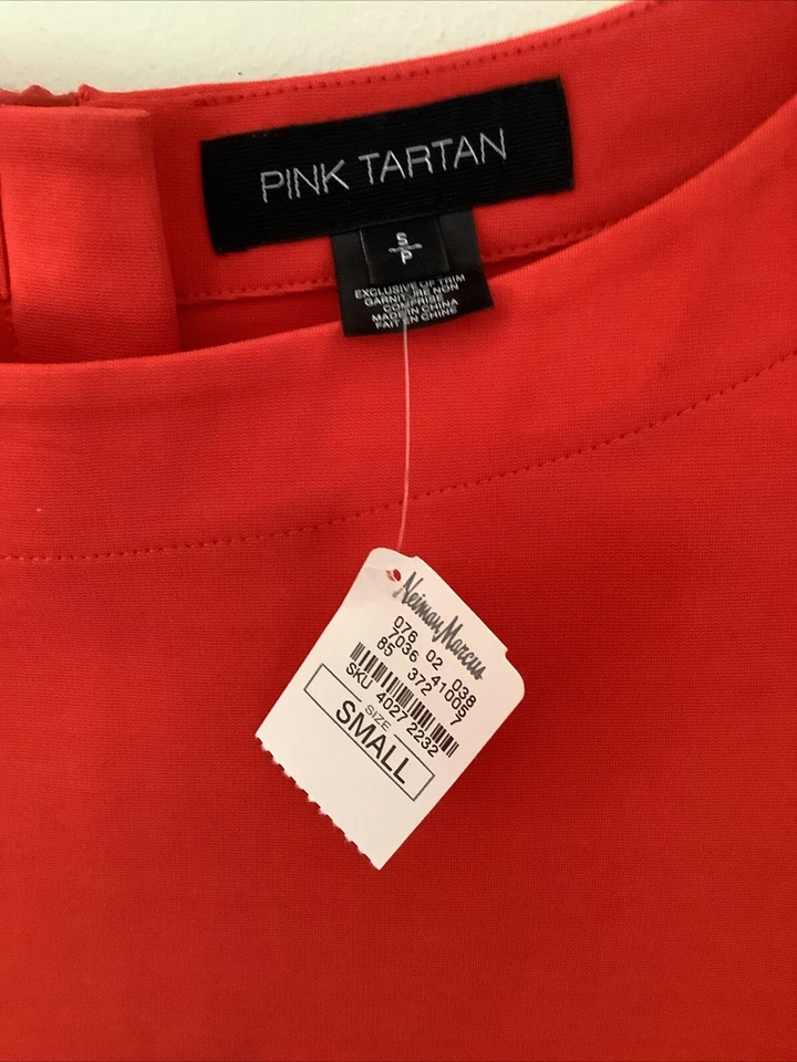 Pink Tartan S Red Career Church Fitted Dress New - Image 4 of 4