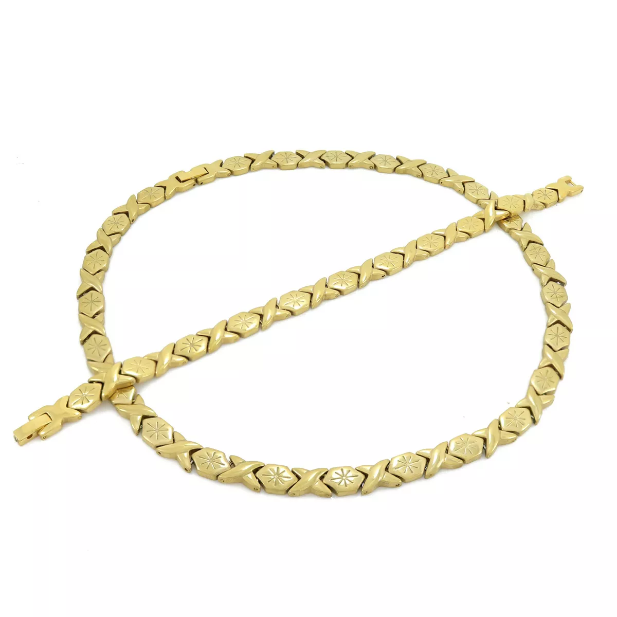 Women s 14K Gold Plated Stainless Steel Hugs Kisses XOXO