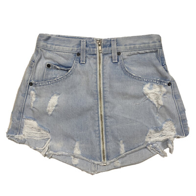 Carmar Los Angeles Distressed Mini Denim Skirt-Light Wash/Sz 24