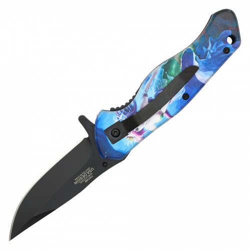 8" Wartech Mermaid Print Pocket Knife - B - Picture 2 of 4