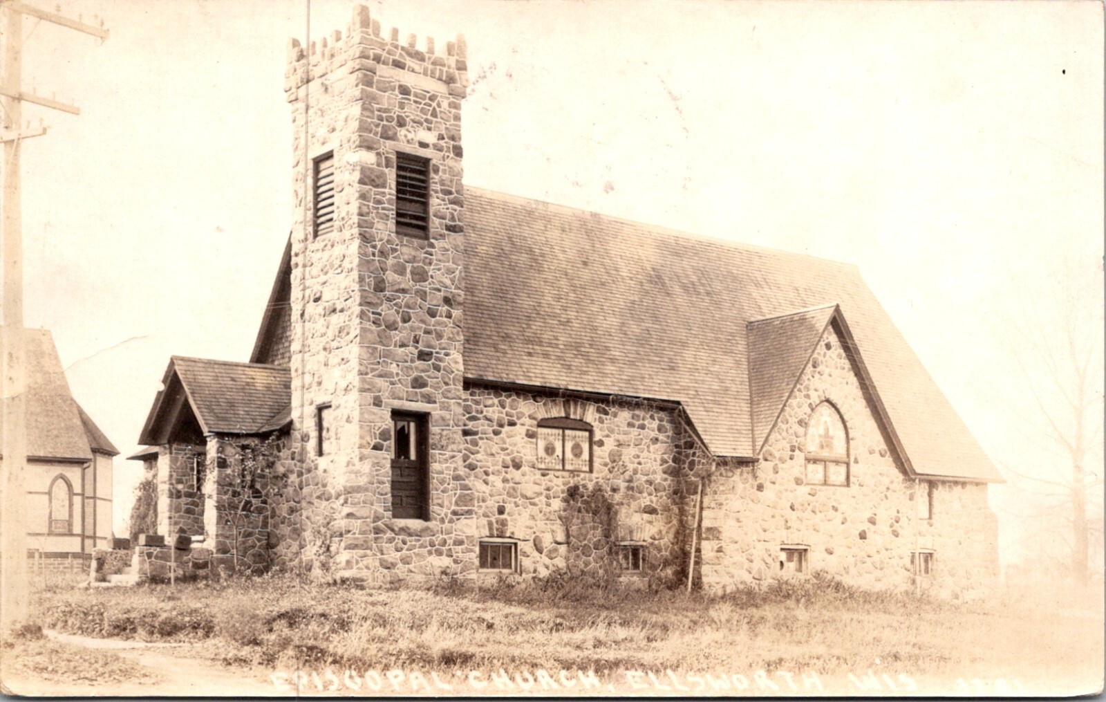 Ellsworth Wisconsin Historic Episcopal Church Stone Religion Parish 1919   23394