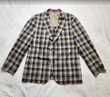 New men's 40S J Crew Kenmare plaid blazer in Scottish linen wool blend Irish 