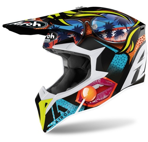 CASCO HELMET MOTO CROSS ENDURO AIROH WRAAP LOLLIPOP GLOSS NERO BLU ROSSO TG  M | eBay