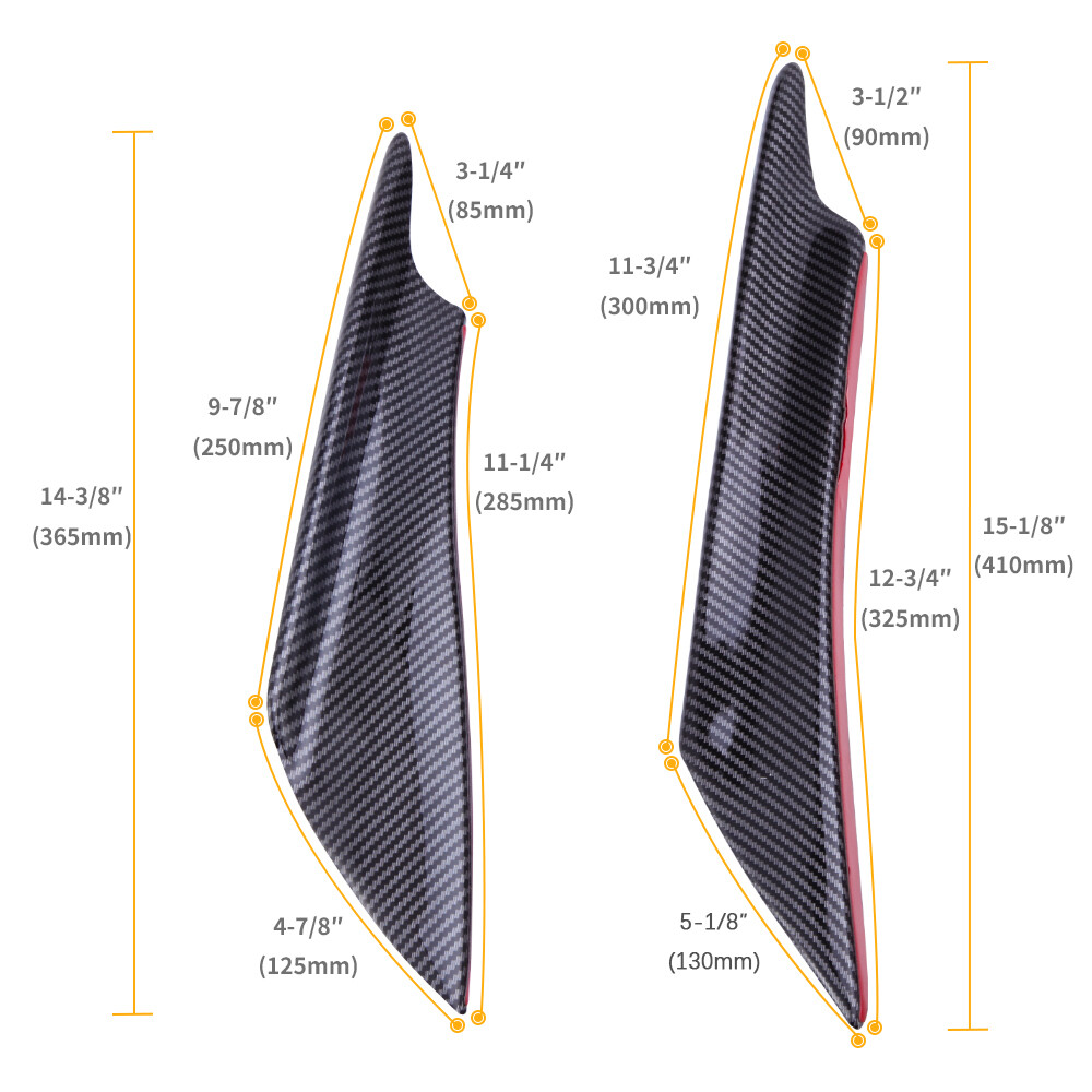 4-Piece Carbon Texture Bumper Canard Splitter Fin Kit - Universal Fit For Subaru, Mazda & Other Cars