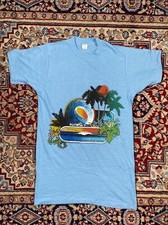 Vintage 1977 California Shirt Shop Waves T Shirt Medium Blue Vtg FREE SHIPPING!!