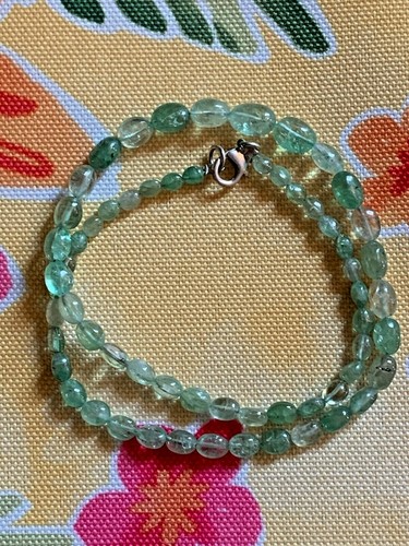 Green Mint Tsavorite Garnet Strand Necklace 15" Sterling Silver 4-8mm beads - Picture 5 of 9