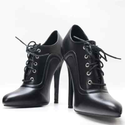 5.5'' Inch Vintage Pump Fetish  Pinup Ballet Boots Lace Up Mary Jane Shoes Men