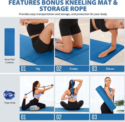 Yoga Mats, Sportneer 8mm TPE Eco Friendly Extra Thick Exercise Mat with Knee Pad - Picture 5 of 7