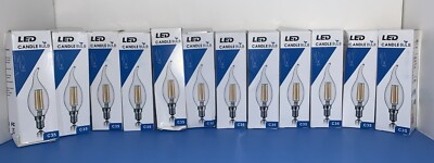 E12 LED Bulb 2700K , 6W, C35 LED Candle Flame Bulb, 110V, C35, 12 PACK