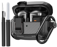 Compatible Samsung Galaxy Buds 3 Pro Case/Bud3 Cover Lock Clip for Men, Black