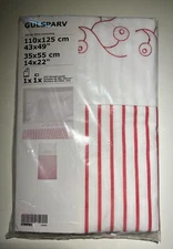 New IKEA GULSPARV Crib duvet cover/pillowcase, stripe, red 43 x 49 / 14 x 22 "