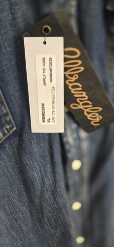 Wrangler Denim Pearl Snap Shirt Men XL BLue Dark Cowboy Cut Western Blue NWT - Picture 10 of 11