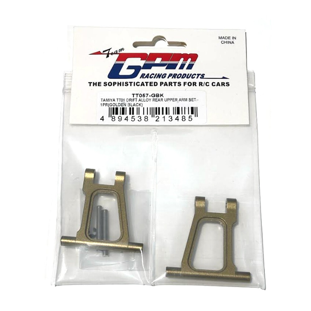 GPM Racing Aluminum Rear Upper Arm Set Golden Black for Tamiya TT-01