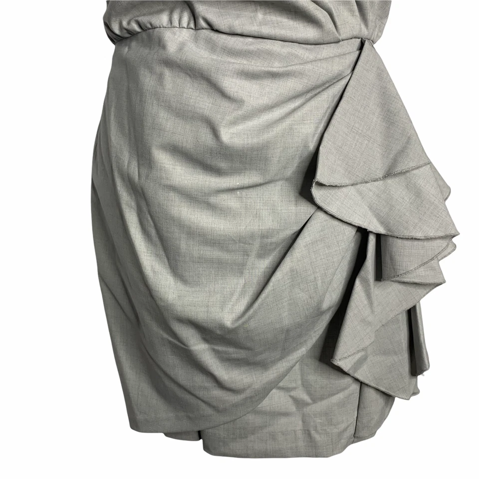 Mini Vestido Vintage Y2K Cynthia Steffe Sin Mangas Para Mujer 4 Gris Lana Drapeado Foto 3 de 4