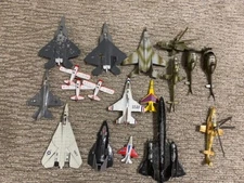Lot of 18 Mostly Ertl Diecast Jets & Helecopters For Parts or Repair Only
