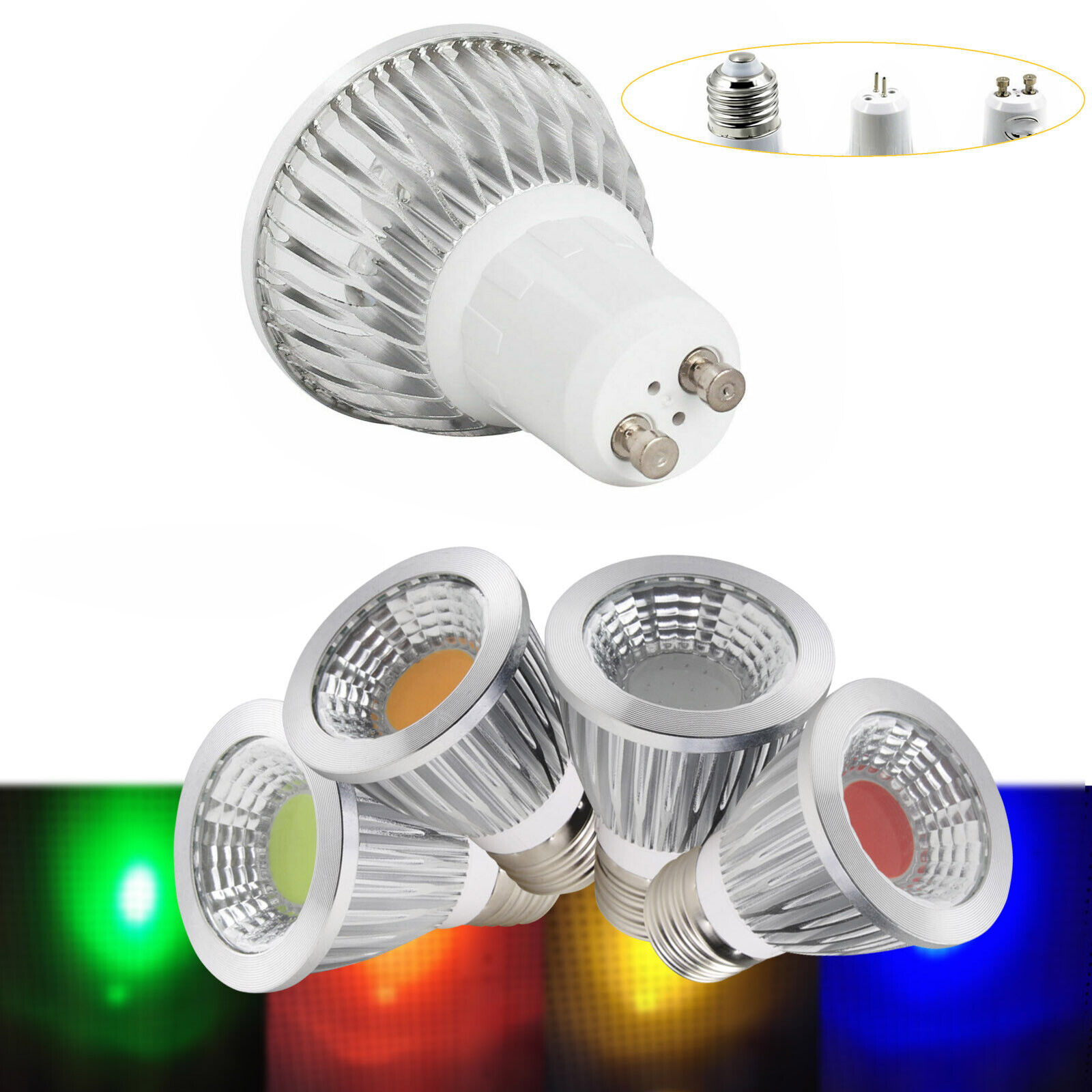 Red Green Yellow LED Spotlight COB Bulbs 12V MR16 GU10 Lamp RD778 |