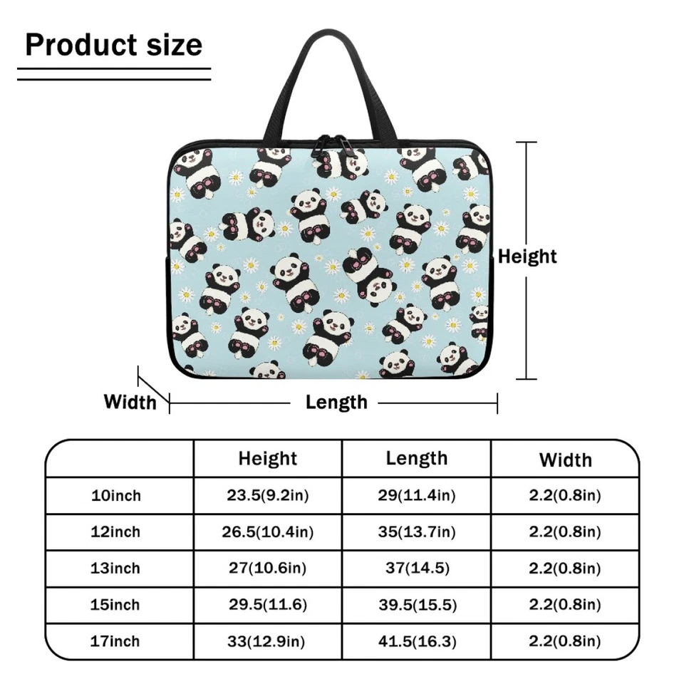 Panda And Daisy Azul Cielo 10-17" Laptop Bolsa Funda Estuche de Transporte Cubierta Notebook Foto 2 de 4