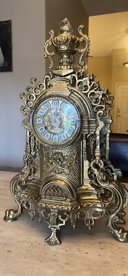 Imperial Italian Franz Hermle Italian German Brass Very Ornate Mantle Clock - 