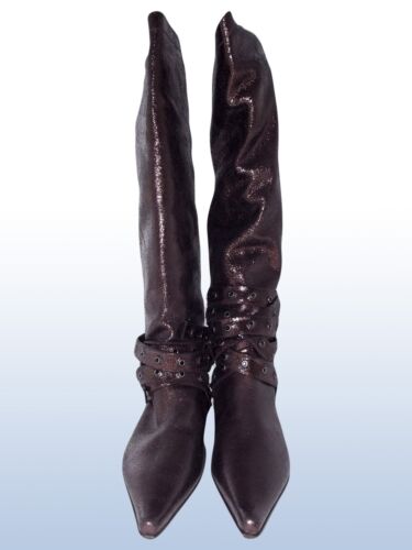 Alberto Guardiani Scarpe Donna Stivali Marrone Glitterato In Pelle Taglia 40 - Bild 2 von 7