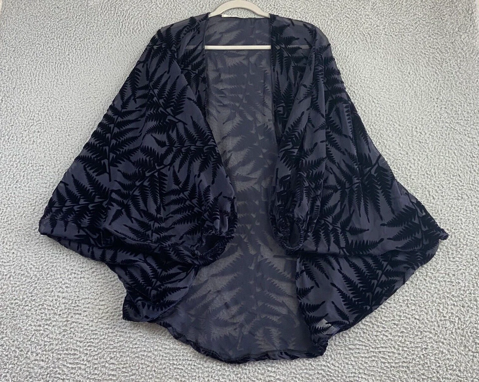 Chaqueta boho artística talla única kimono cocooning de terciopelo negro FLOREAT excelente Foto 4 de 4