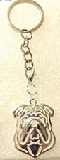 Bulldog Dog Pup Key Ring Silver Alloy Keychain Zipper Pull Purse Charm Jewelry