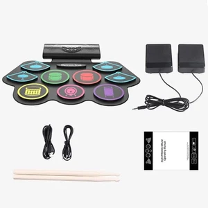 NEW Kit de tambour électronique portable 9 Ensemble de tambours à main électrique en silicone