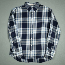 GANT Windblown Flannel Men XL Plaid Button Down Long Sleeve Lightwght Blue Gray