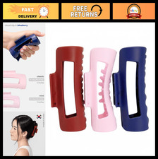 3-Pack Medium Squishy Hair Claw Clips - Soft Grip, Colorful Styles Pink, Red, B