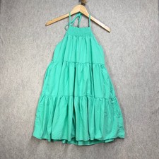 American Eagle Green Tiered Halter Mini Dress Smocked Babydoll Medium NEW Boho